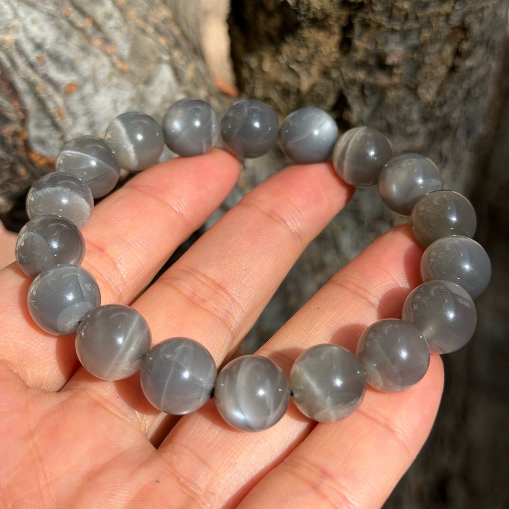 11.5mm stretchable gray moonstone bracelet 0472‎